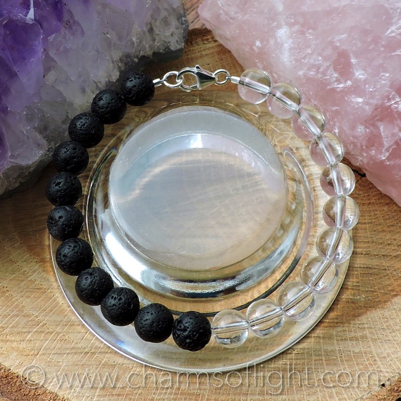 Lava Stone & Clear Quartz Bracelet